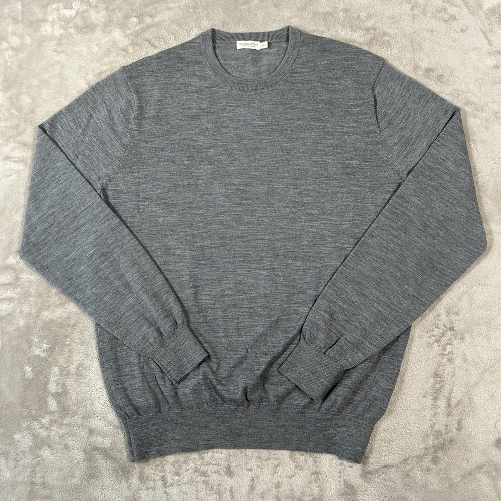 New SuitSupply Merino Wool Sweater Mens XL Heather Grey Crewneck Preppy Luxury
